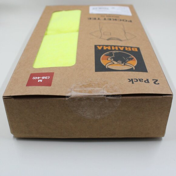 2 Pack Men's NWT Brahma Medium 38-40 Yellow Relaxed Fit Pocket Tee Shirt - Picture 3 of 6